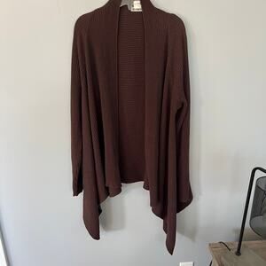 Vintage Evan Picone Woman Open Front Ribbed Cardigan Plus Size 1X Brown